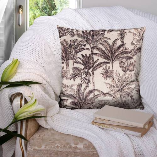 Toile coton-lin aspect lin motif palmier