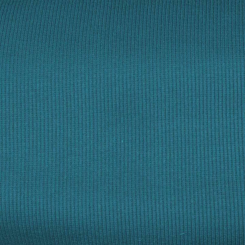 Tissu tubulaire bord-côte maille bleu canard