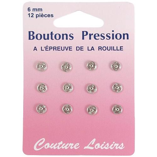 Boutons pression N°6 argent X12