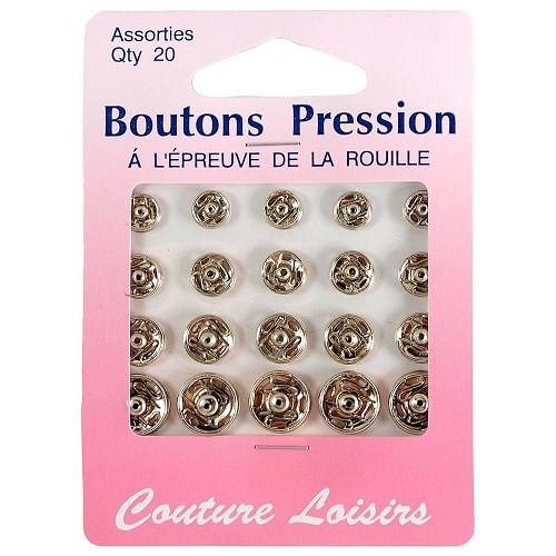 Boutons pression assortis nickelés X20