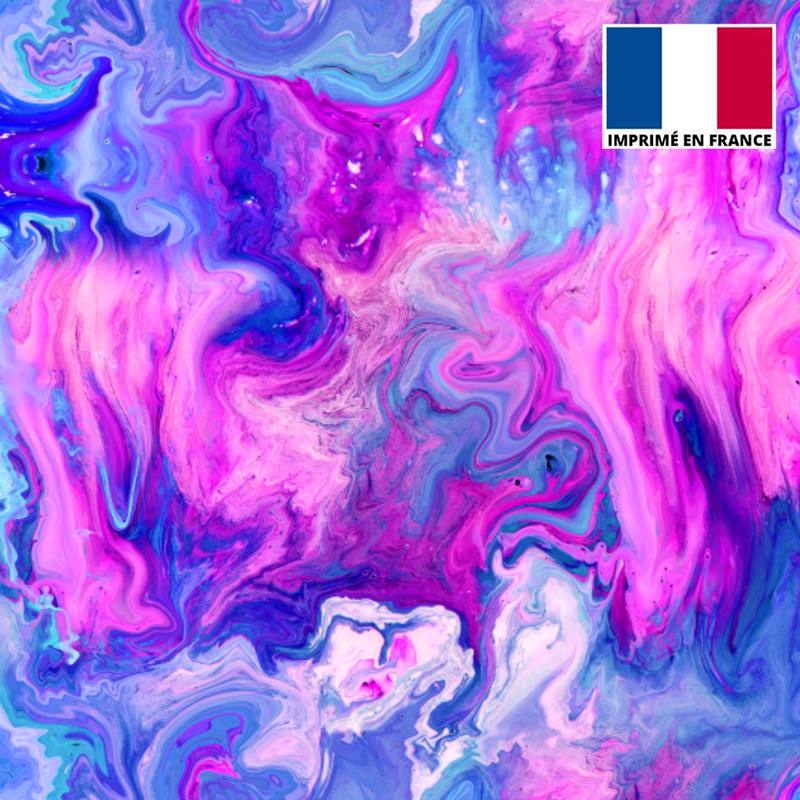 Lycra motif flux coloré bleu et violet