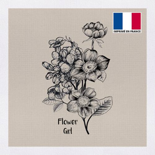 Coupon 45x45 cm toile canvas flower girl beige