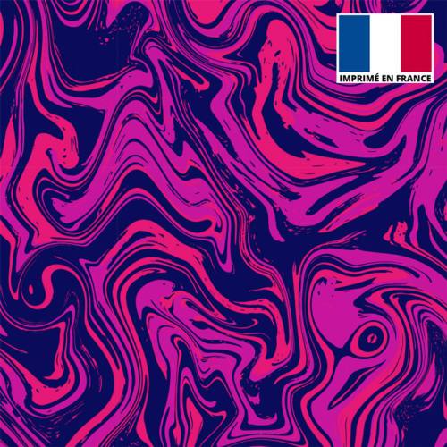 Lycra imprimé fluide art rose et violet
