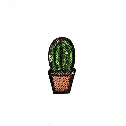 Écusson à sequins cactus vert