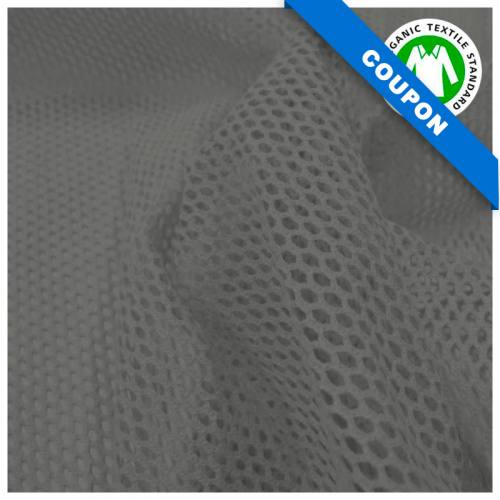 Coupon 85x50 cm - Tissu filet mesh gris foncé en coton bio