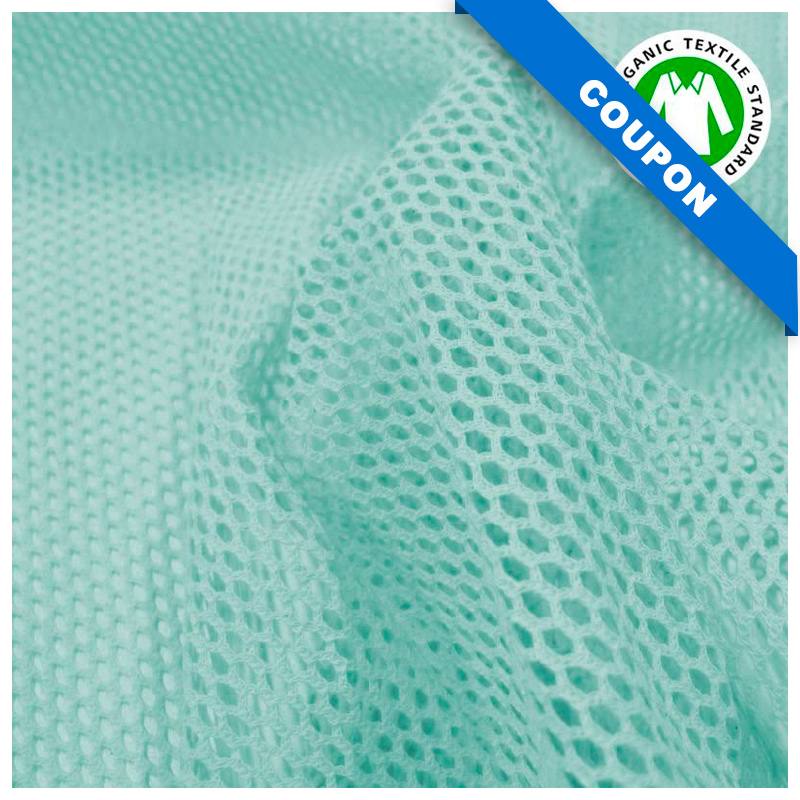 Coupon 85x50 cm - Tissu filet mesh bleu clair coton bio