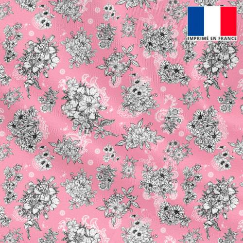 Tissu microfibre rose motif...