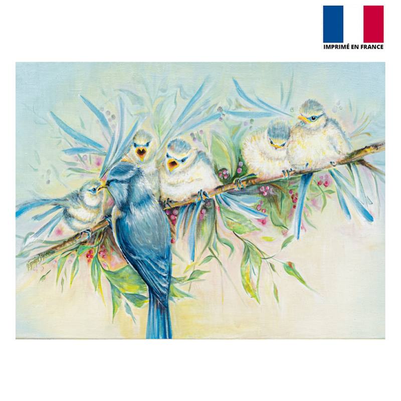 Coupon 59x44.5 cm motif oiseaux - Création Véronique Baccino