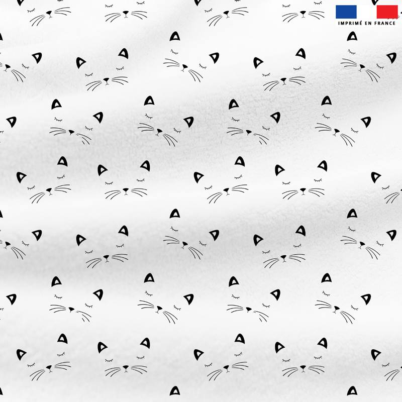 Polaire Blanche Motif Chat Tissus Price