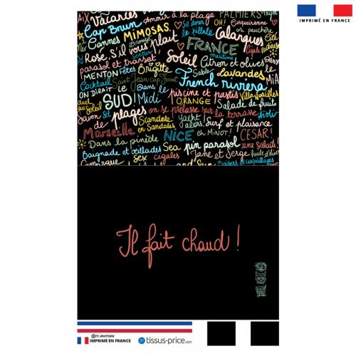 Kit pochette noir motif Il Fait Chaud ! - Création Lou Picault