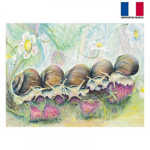 Coupon 59x44.5 cm motif snail strawberries partie - Création Véronique Baccino