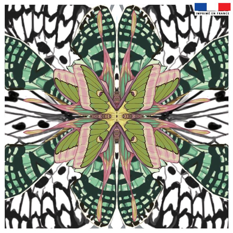 Coupon 45x45 cm motif papillon vert - Création Lou Picault