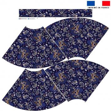 Kit Jupe Mi-Genoux - Tableau floral bleu