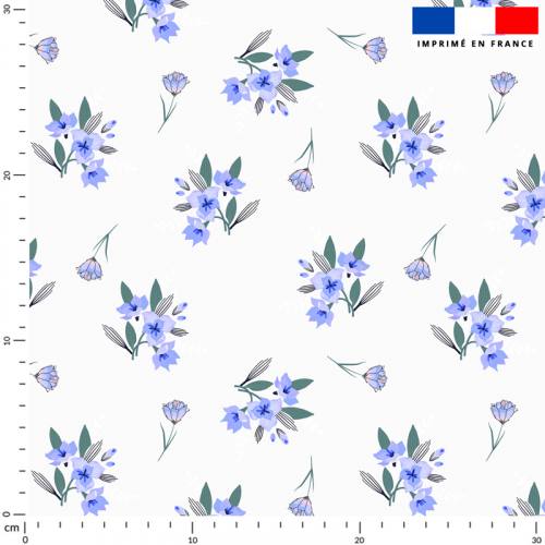 Petit bouquet de fleurs bleues - Fond écru