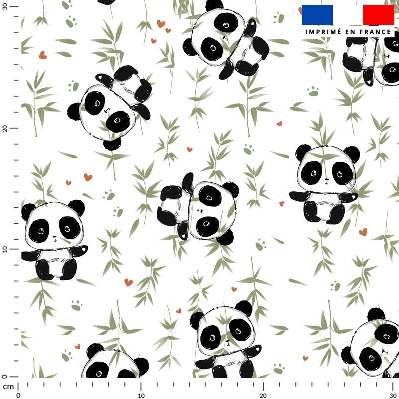 Panda et bambou vert - Fond blanc