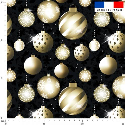 Boules de Noël gold - Fond noir