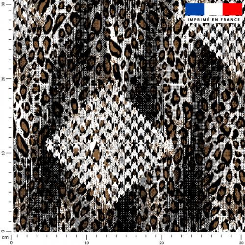 Pied de poule écru - Fond léopard marron