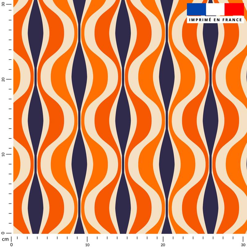 Forme géométrique rétro orange - Fond violet