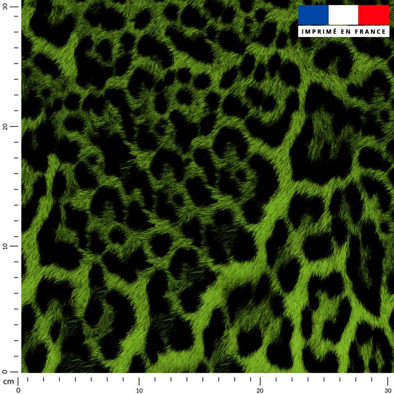 Imitation fourrure léopard - Fond vert effet fluo