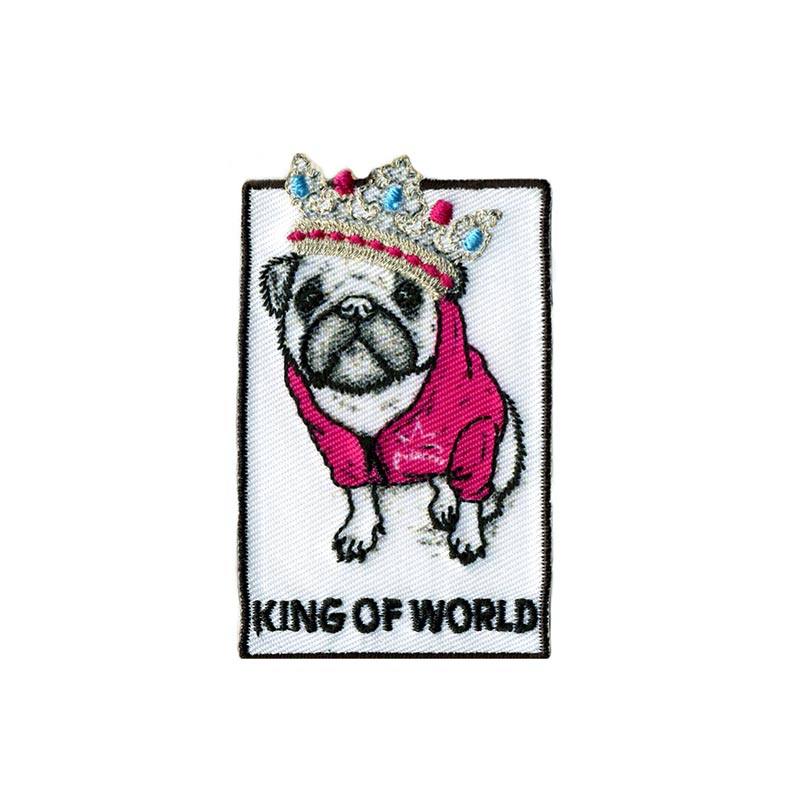 Ecusson brodé chien king of world