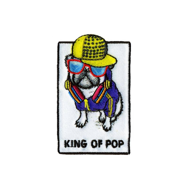 Ecusson brodé chien king of pop