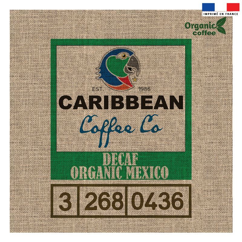 Coupon 45x45 cm motif organic coffee effet toile de jute