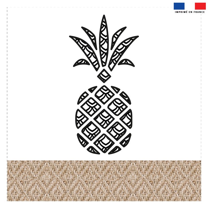 Coupon 45x45 cm motif ananas effet rotin