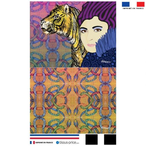 Kit pochette motif diva et tigre - Création Lita Blanc