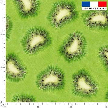 Tissu imperméable vert motif kiwi