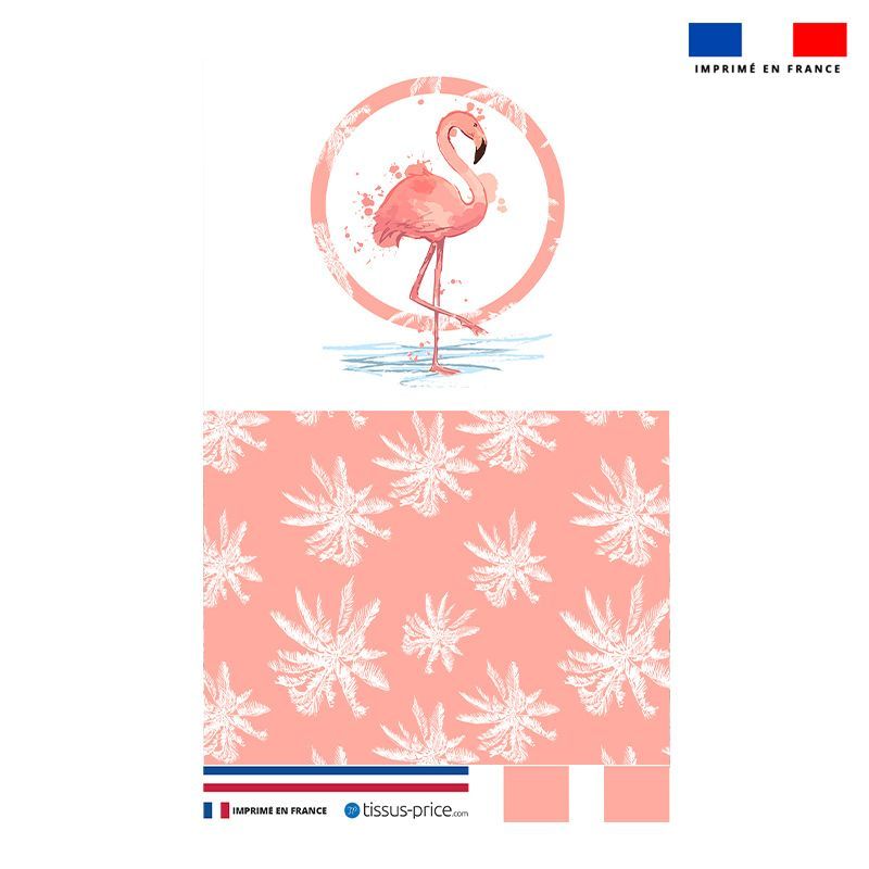 Kit pochette rose motif flamant et palmier