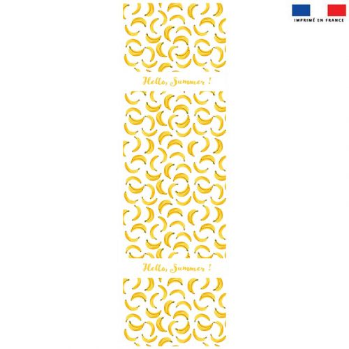 Coupon 45x150 cm tissu imperméable beige motif Hello Summer banane pour transat