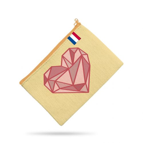 Kit pochette rose motif cœur géométrique