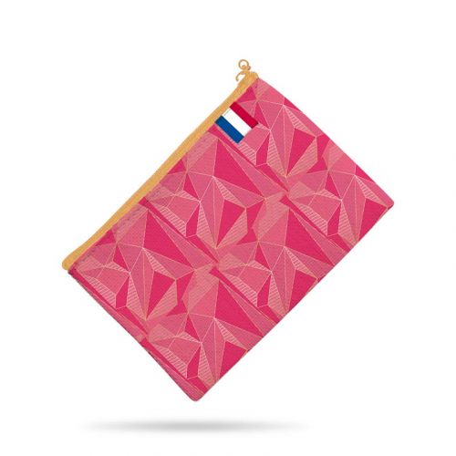 Kit pochette rose motif flamant et formes géométriques