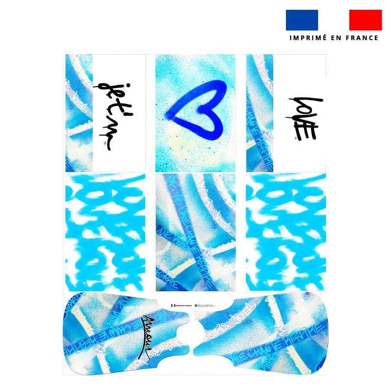 Coupon motif graffiti bleu - Gigoteuse et Tour de Lit - Création Alex Z