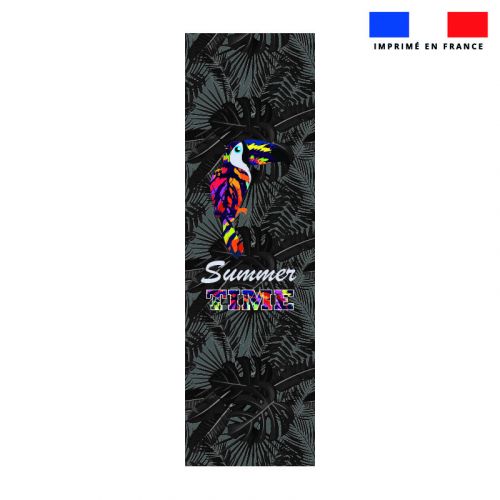 Coupon 45x150 cm tissu imperméable motif toucan multicolore et feuille tropicale pour transat