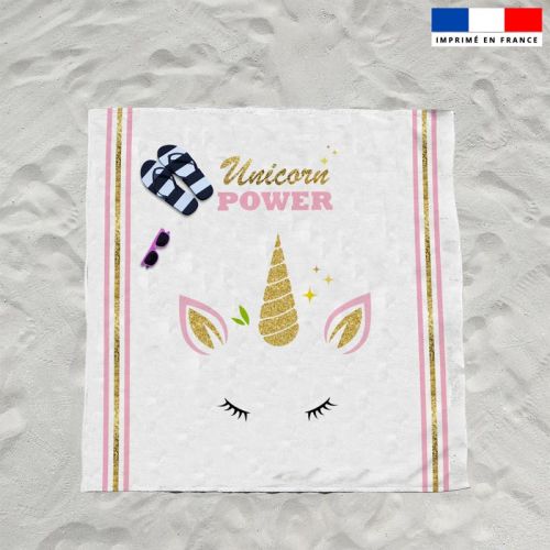  Coupon éponge pour serviette de plage double blanc motif licorne gold