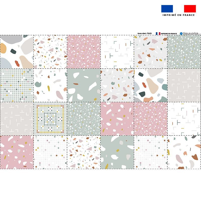 Coupon éponge pour lingettes démaquillantes motif tiles - Création Anne Clmt