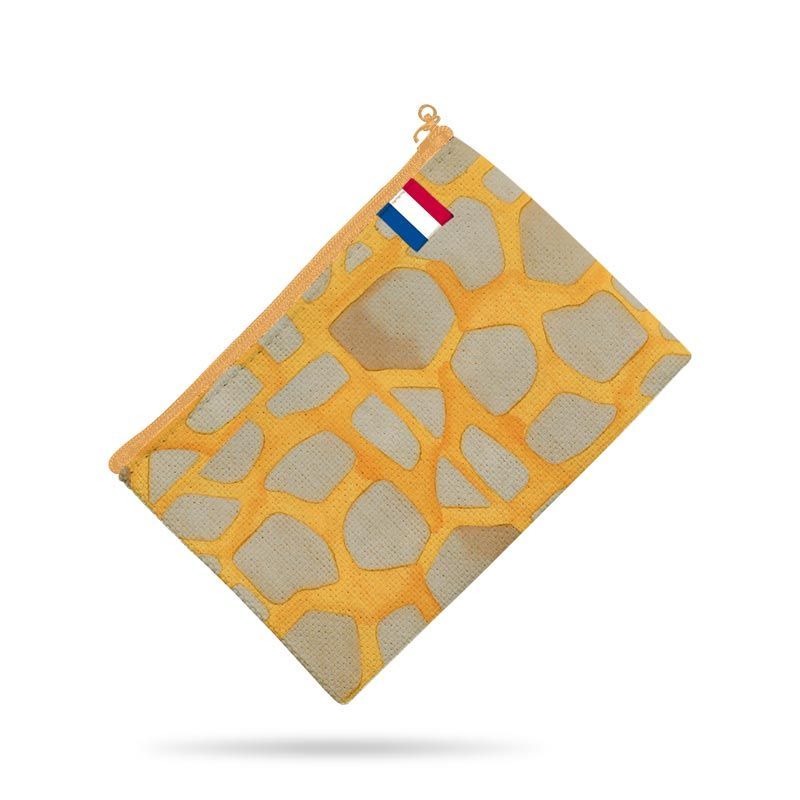 Kit pochette jaune motif girafe - Création Anne Clmt