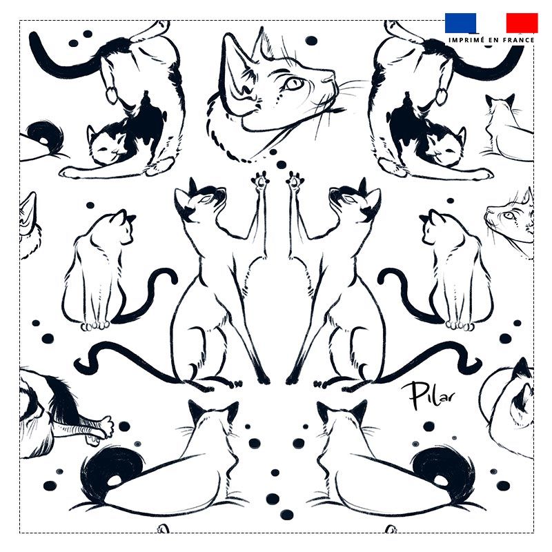 Coupon 45x45 cm motif chats - Création Pilar Berrio