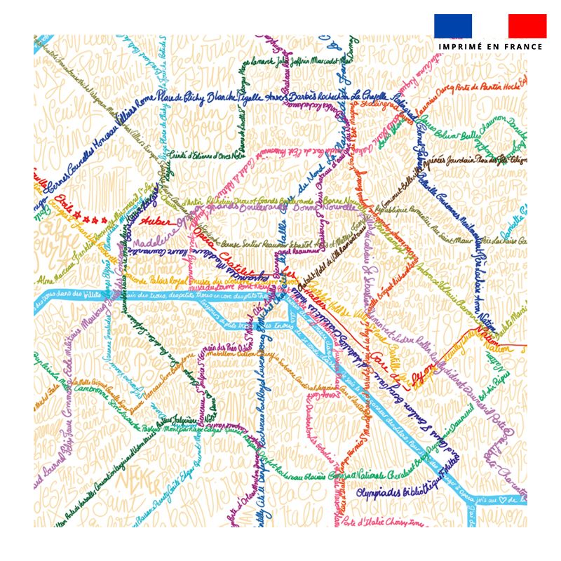 Coupon 45x45 cm motif métro - Création Lou Picault