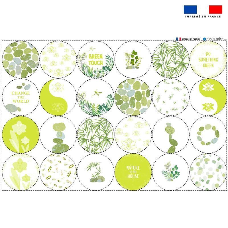 Coupon microfibre pour lingettes lavables forme ronde motif GREEN Oeko-tex