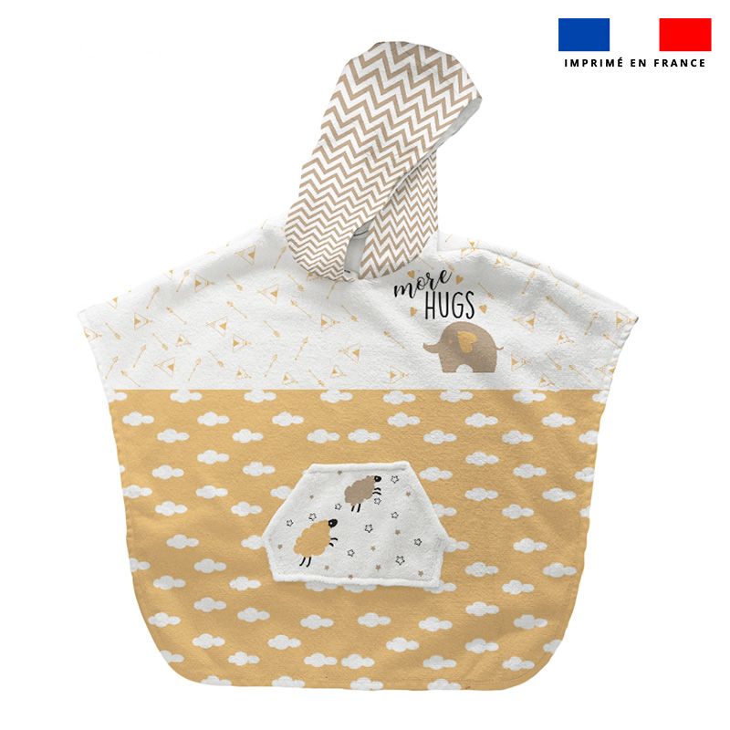 Patron Imprime Sur Tissu Eponge Pour Poncho De Bain Motif Baby Ocre Tissus Price