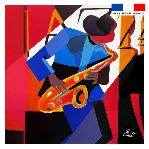 Coupon 45x45 cm motif saxophone - Création Lilou L