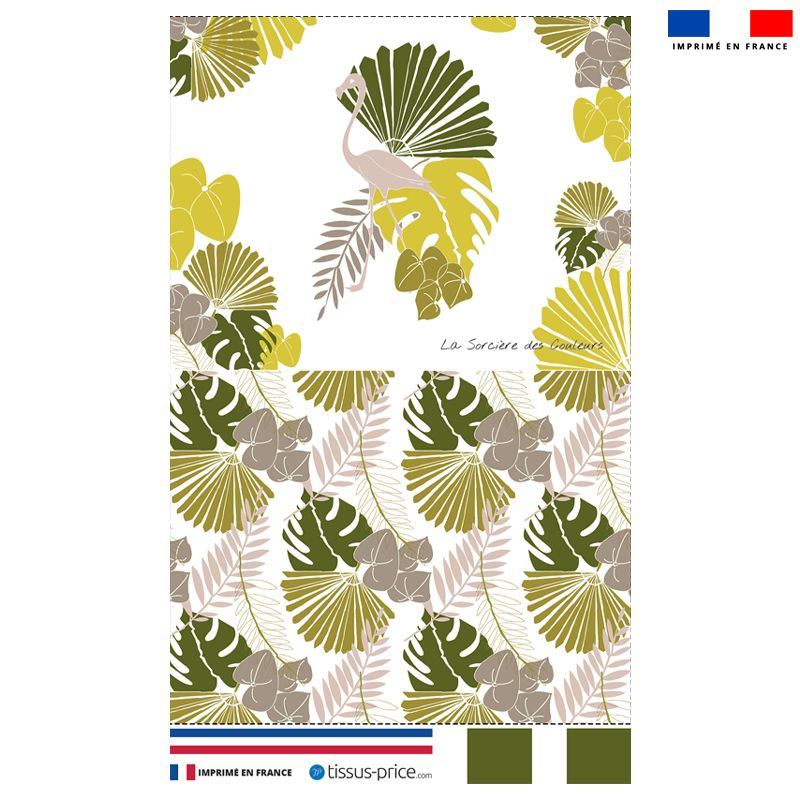 Kit pochette motif palme exotique verte - Création Marie-Eva