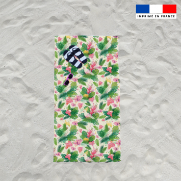 Coupon éponge pour serviette de plage simple motif pastèque et feuille exotique - Création Pilar Berrio
