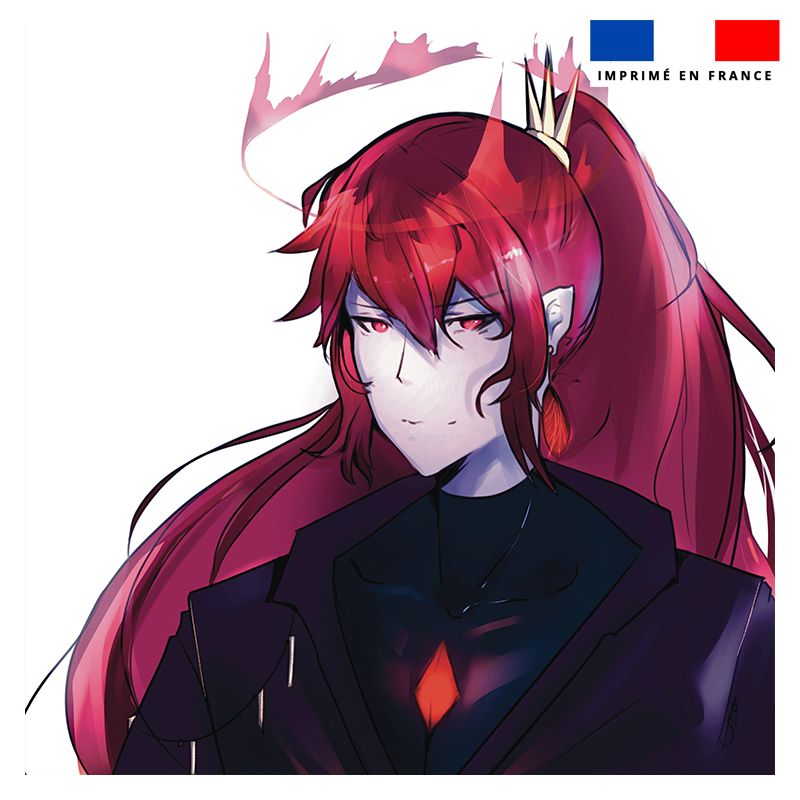 Coupon 45x45 cm motif personnage manga cheveux rouges - Création Ereba