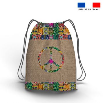 Kit sac à dos coulissant motif wax patchwork multicolore