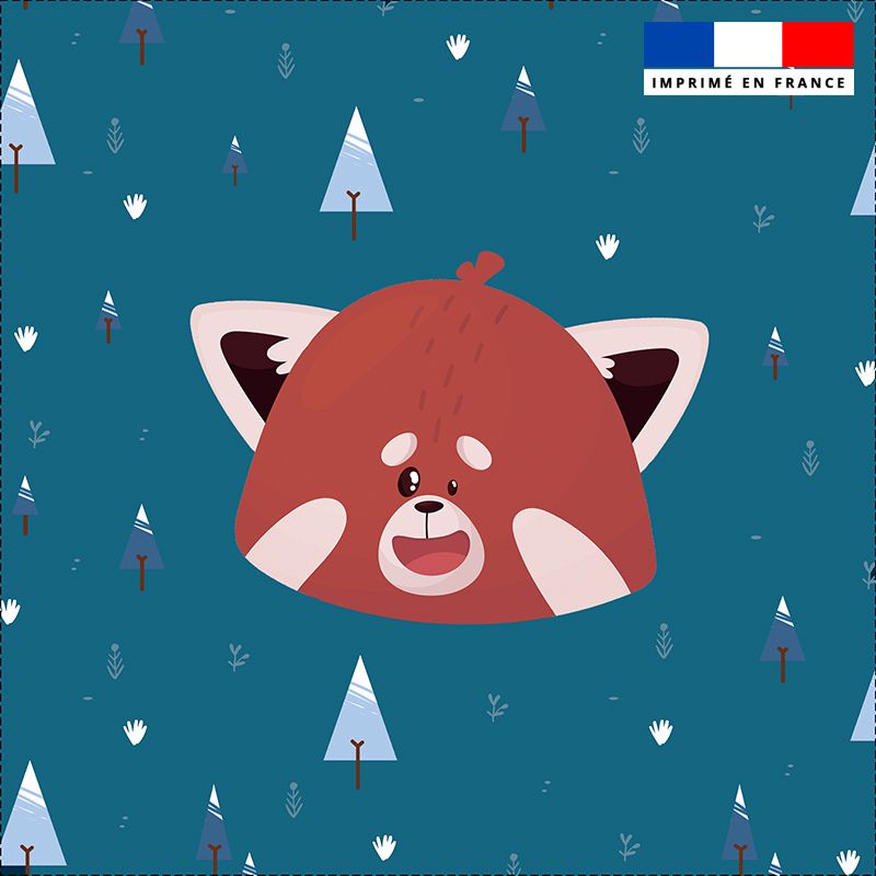 Coupon 45x45 cm motif panda roux bleu canard recto