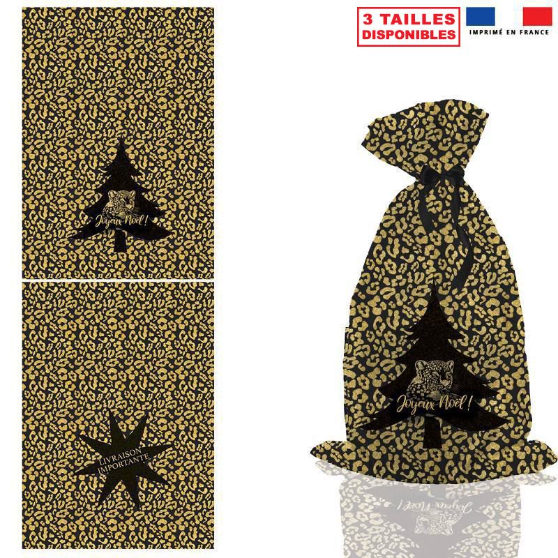 Kit hotte de Noel noir motif léopard gold