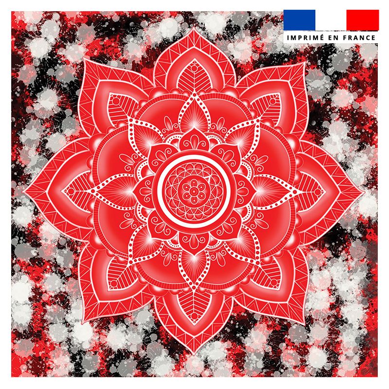 Coupon 45x45 cm motif mandala rouge et tâches - Création Créasan'
